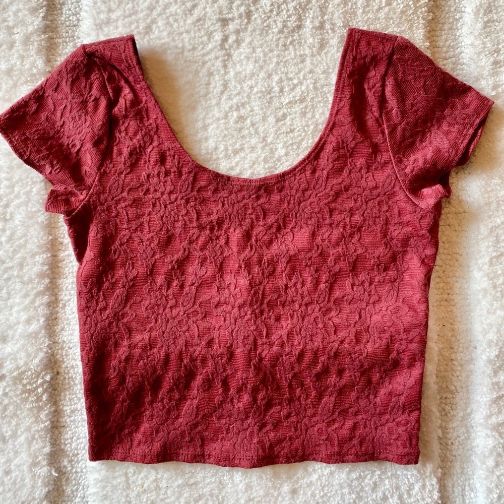 Maroon Floral Crop Top